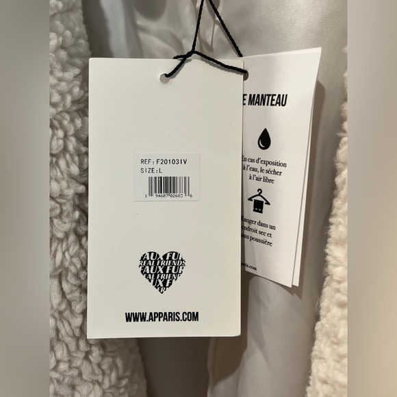 NWT Apparis Anouck Faux Shearling Fur Ivory Jacket 100% Recycled Poly Size Large - Picture 10 of 14